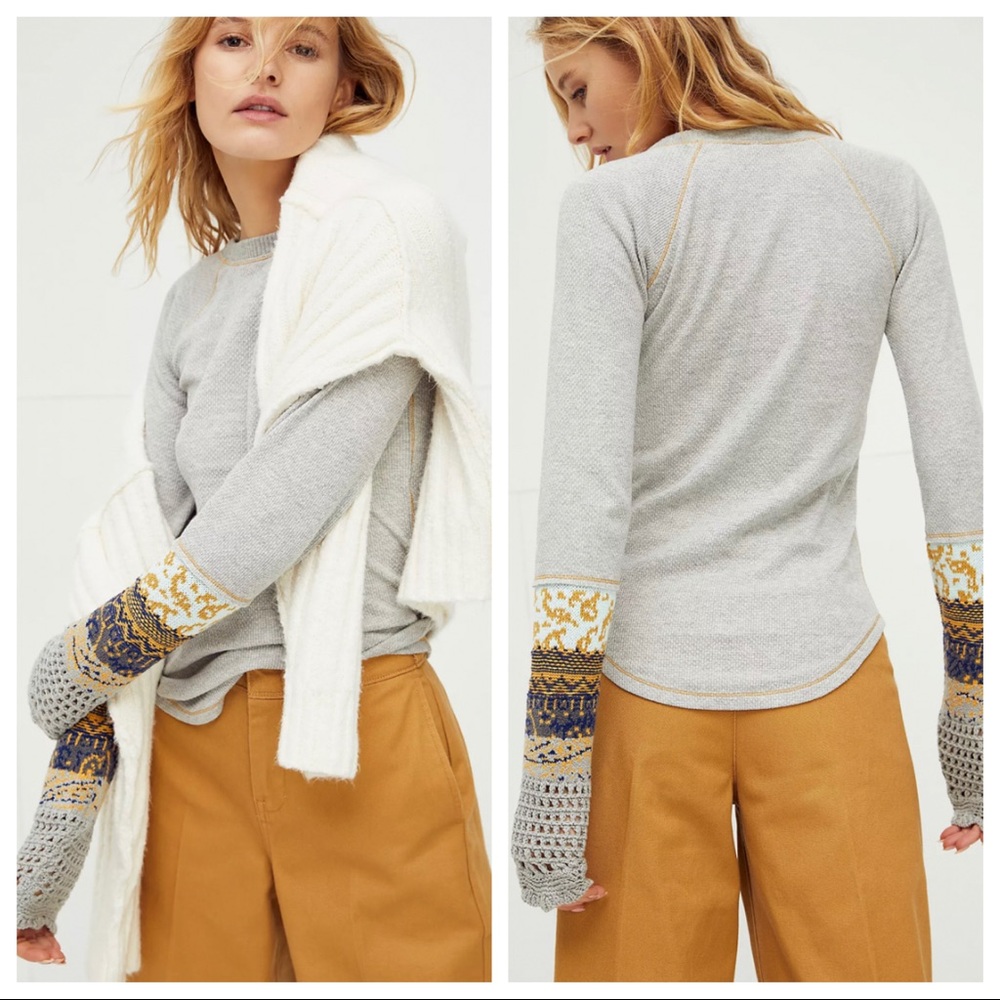 NWT Free People In The Mix Cuff Top - Picture 2 of 7